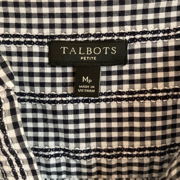 TALBOTS Black & White Checkered Tunic Top Women's Size Medium Petite - Picture 5 of 6